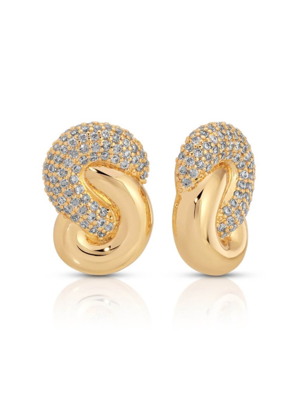 NWT ETTIKA Knot Pave Stud Earrings 18K Gold Plated Crystal